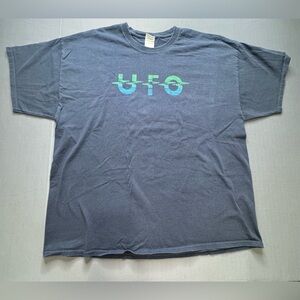Y2k UFO band tee blue gildan 2XL